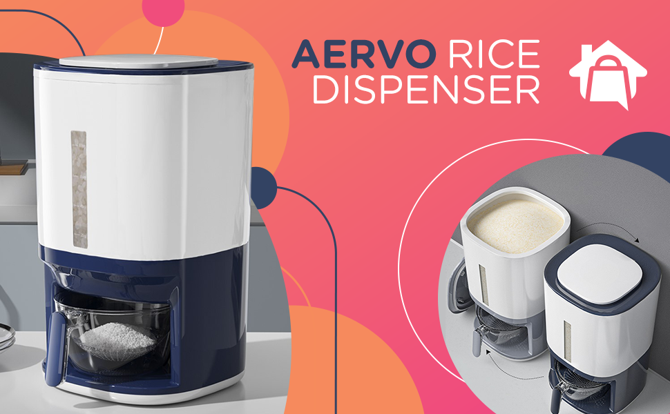 Rice Dispenser - 25 lbs Capacity with Measuring Cup - Airtight Dry Food Storage