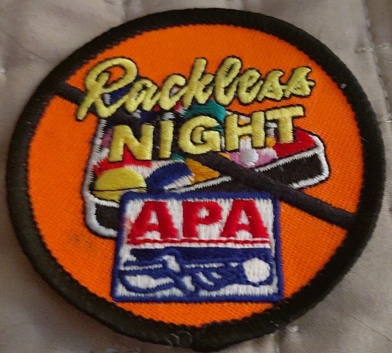 🔥💥APA RACKLESS  8BALL  PATCH AMERICAN POOLPLAYERS ASSOCIATION 🎱 ROUND VERSION