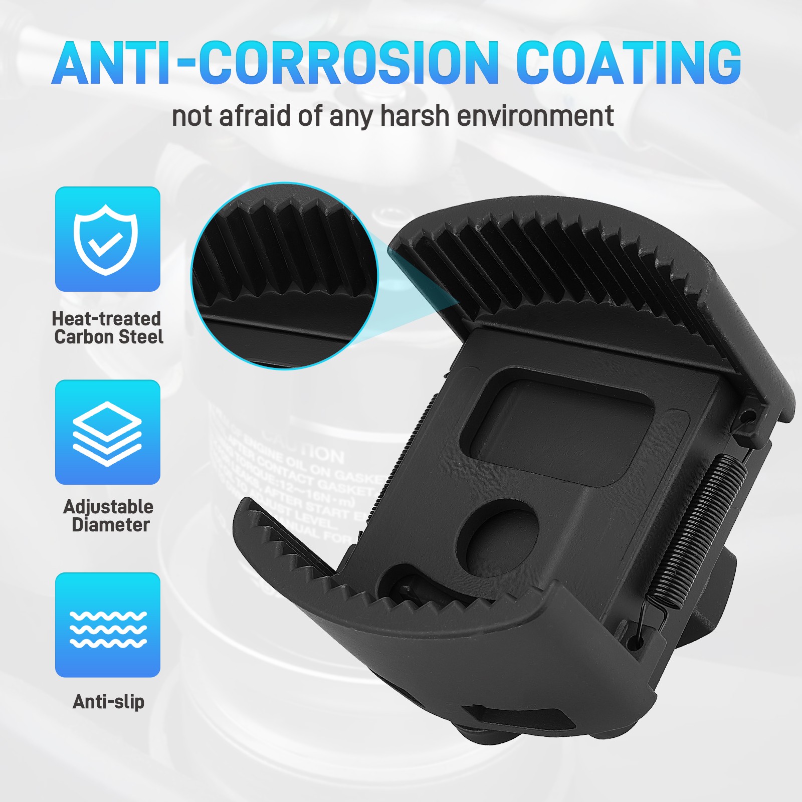 Universal Adjustable Oil Filter Wrench Set for 60mm-80mm Removal Tool Cap 1/2"