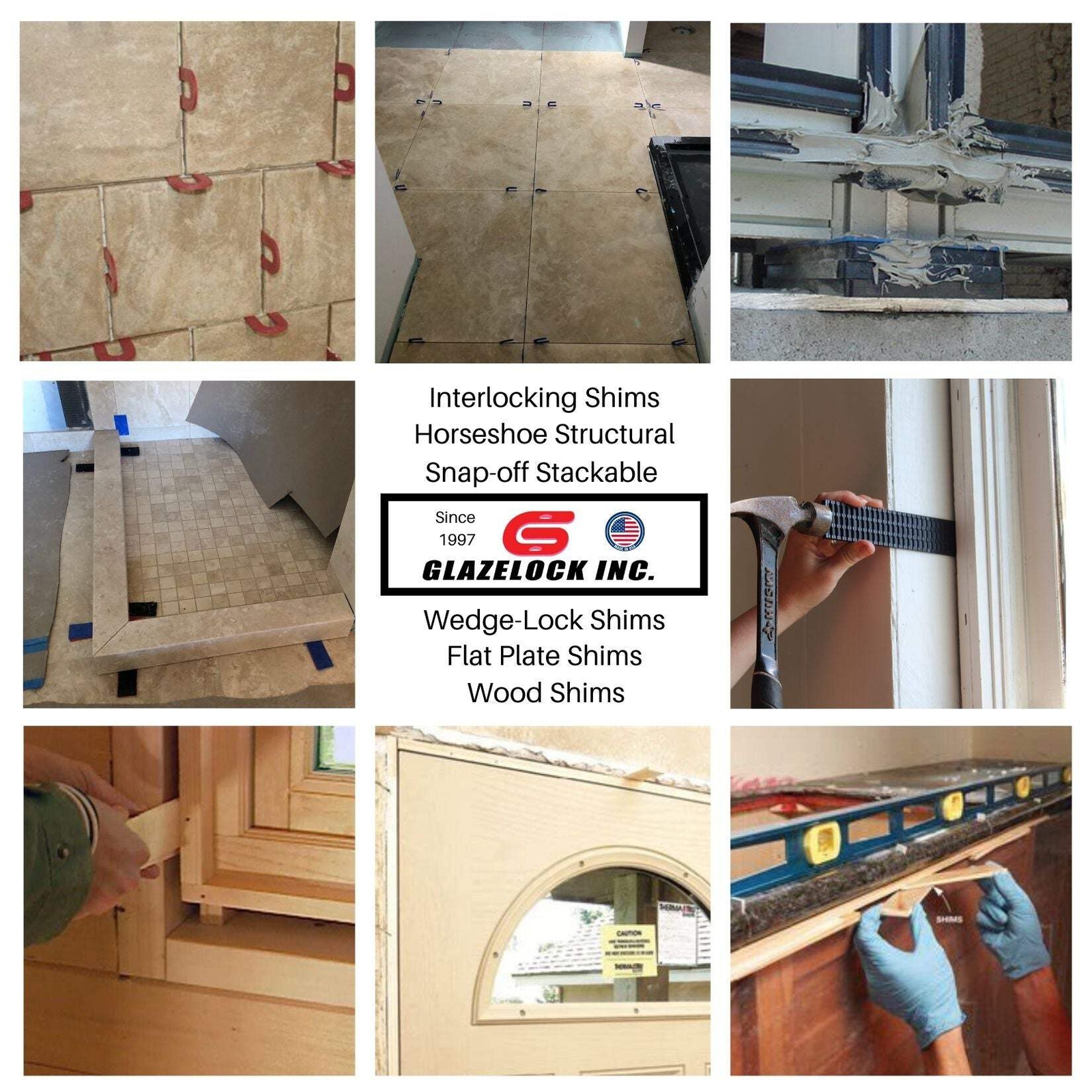 Glazelock U-shaped Shim 2", Horseshoe Plastic Flat Shims 2"L x 1 1/2"W with 1/2"