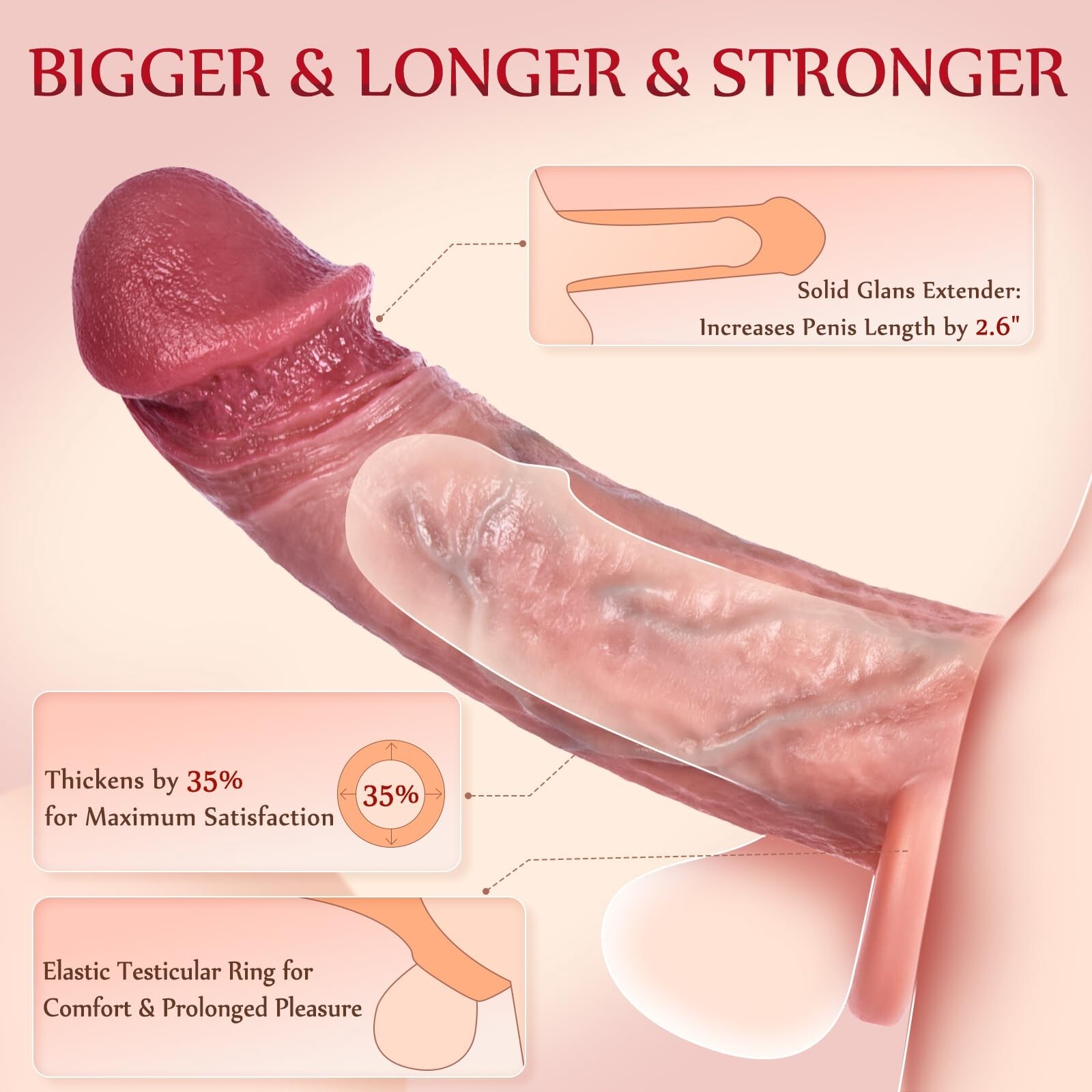 Male Cock-Girth-Enlarger-Enhancer-Penis-Extension-Extender-Sheath-Sleeve-Men Big