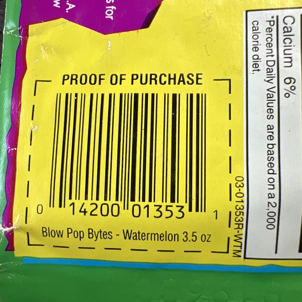1990's Blow Pop BYTES WATERMELON bubble gum - Sealed - NOS