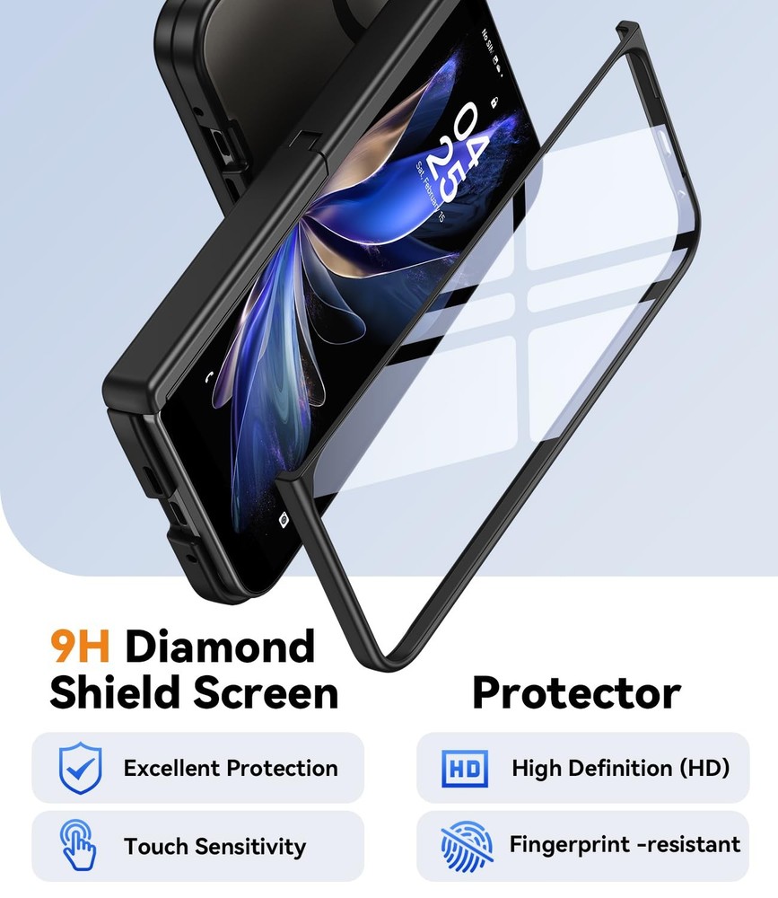 JUESHITUO Pixel 10 Pro Fold Rugged Case Screen Protector Kickstand Black