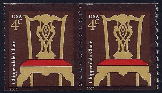 3761 - Miscut Error / EFO Pair W/ Partial 2007 at Top "Chippendale Chair" Unused