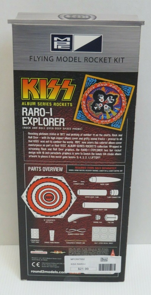 KISS ROCK & ROLL OVER FLYING MODEL ROCKET KIT UNUSED IN BOX 2012