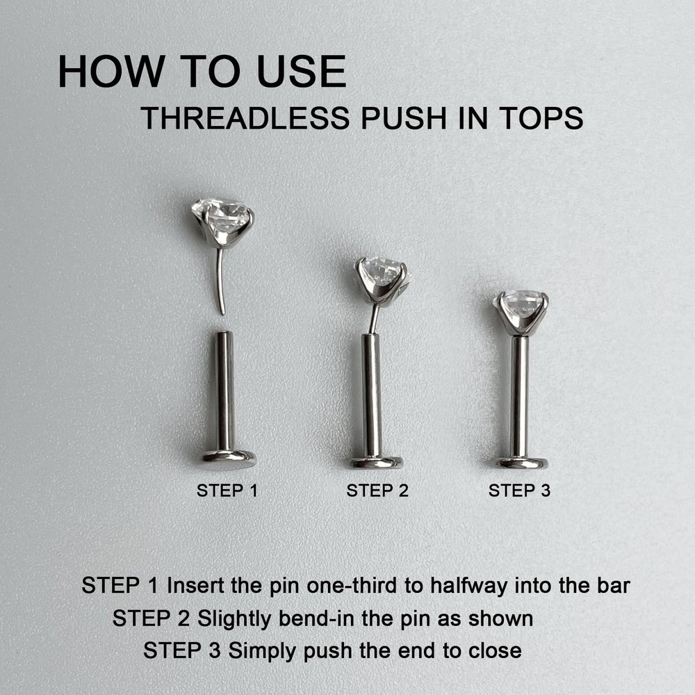 20G/16G/18G/ Threadless Bar G23 Titanium Replacement Post Bar Flat Back Stud ...