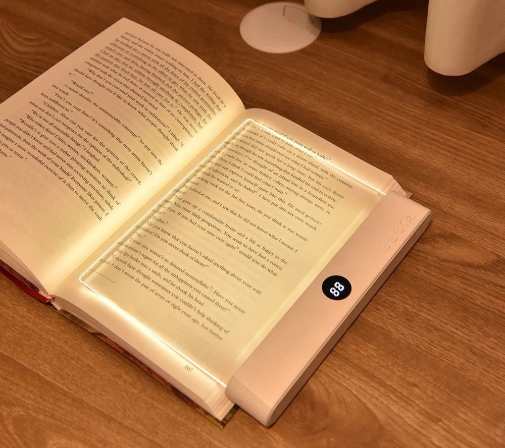 Book Light, Rechargeable Clear LED Flat Reading Light with 3 Colors & Timer, ...