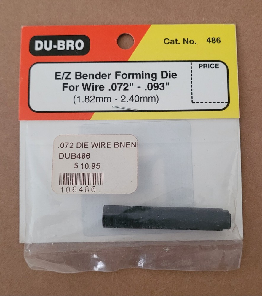 Dubro #486 E/Z Bender Wire Forming Die ( .072" - .093" ) RC Plane Builder NIP