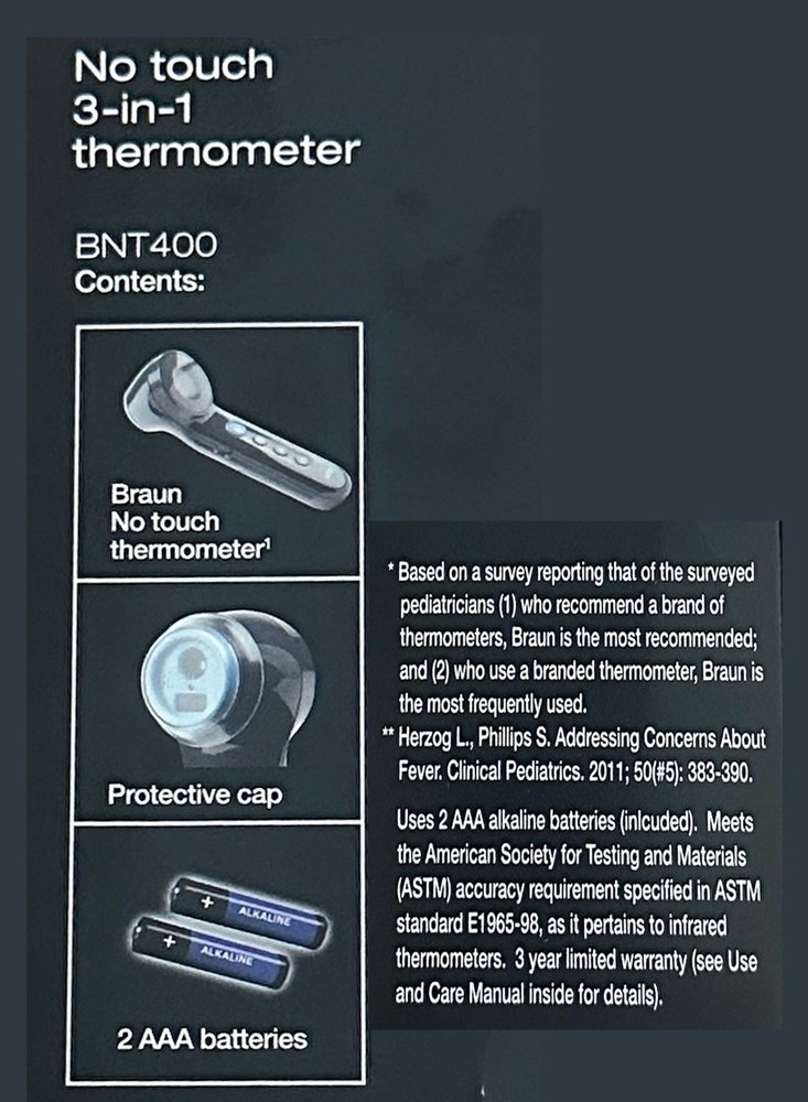 Braun 3-in-1 No Touch Thermometer