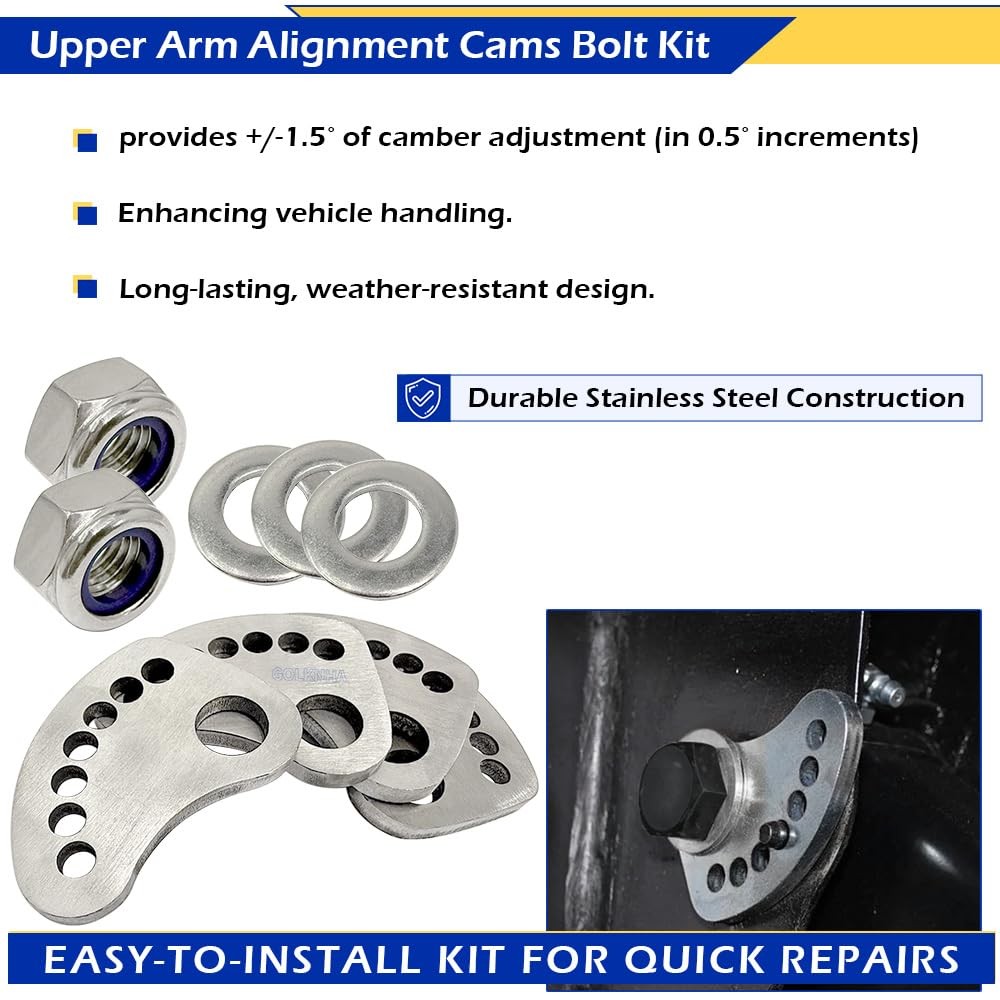 Camber Lock Alignment Fix & Upper Arm Bolt Kit for Silverado 1999-2019