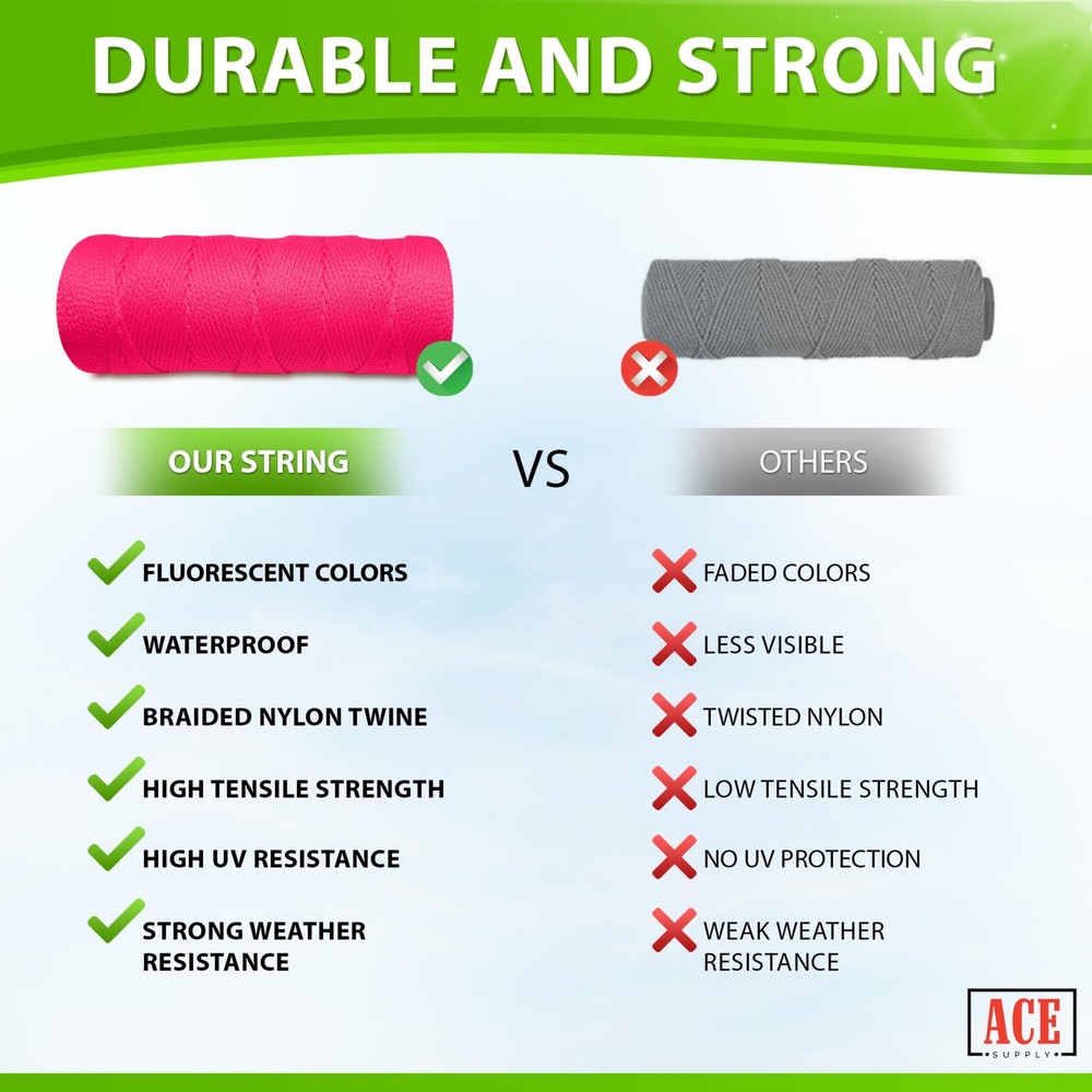 Fluorescent Pink Mason Line String - #18 Braided 250 Ft Roll, Flo