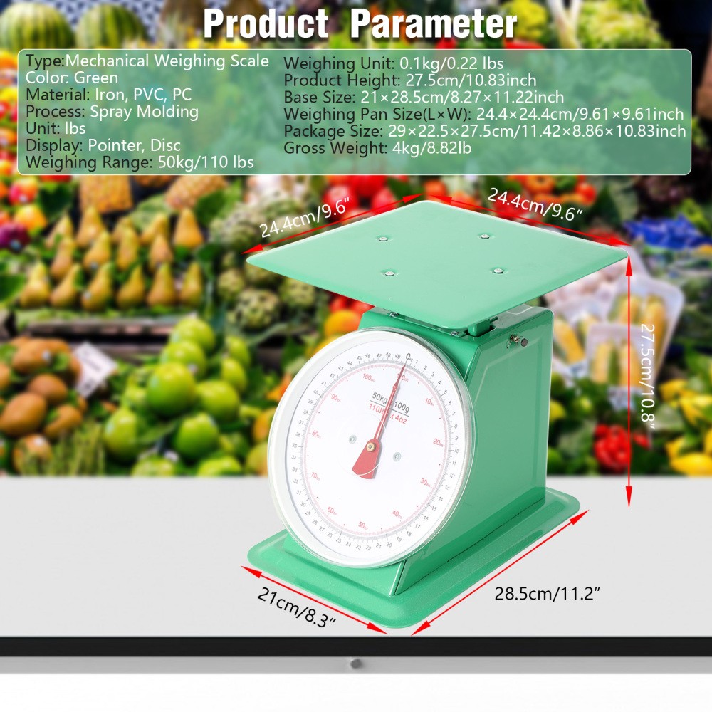 110LBS Mechanical Kitchen Scale Heavy Duty Portion-Control Mechanical Kitchen US