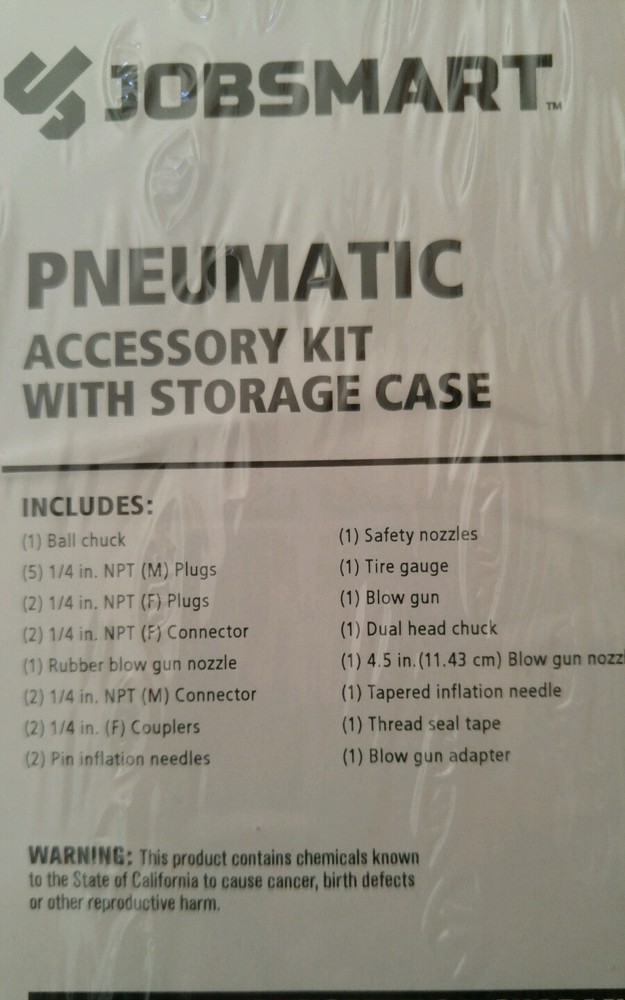 jobsmart pneumatic 25 piece accessory kit with storage case NWT
