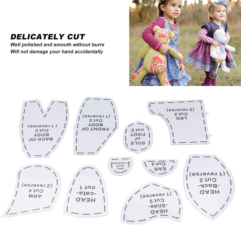 Fockety 10 Pcs Memory Bear Sewing Patterns Template, Memory Bear Acrylic Templat