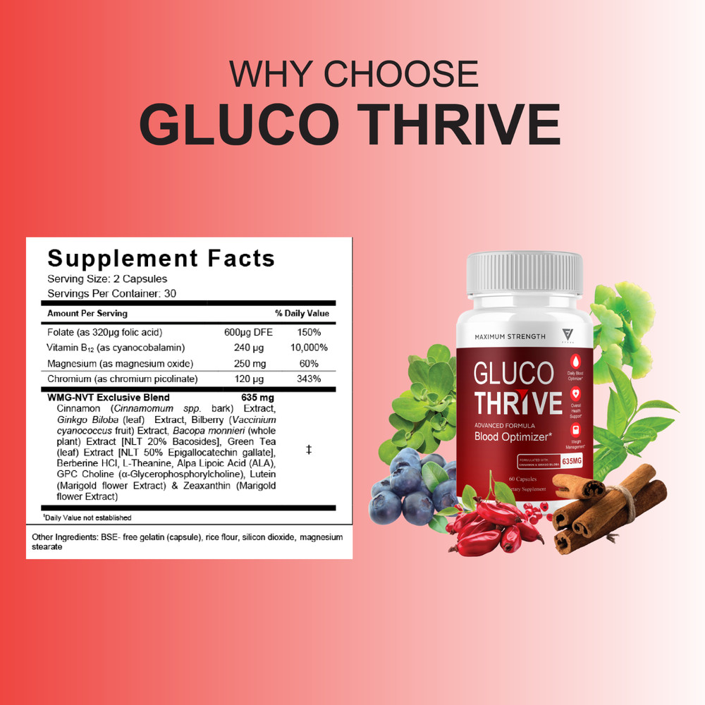 (2 Pack) Gluco Thrive Capsules, Gluco Thrive Advanced Formula (120 Capsules)