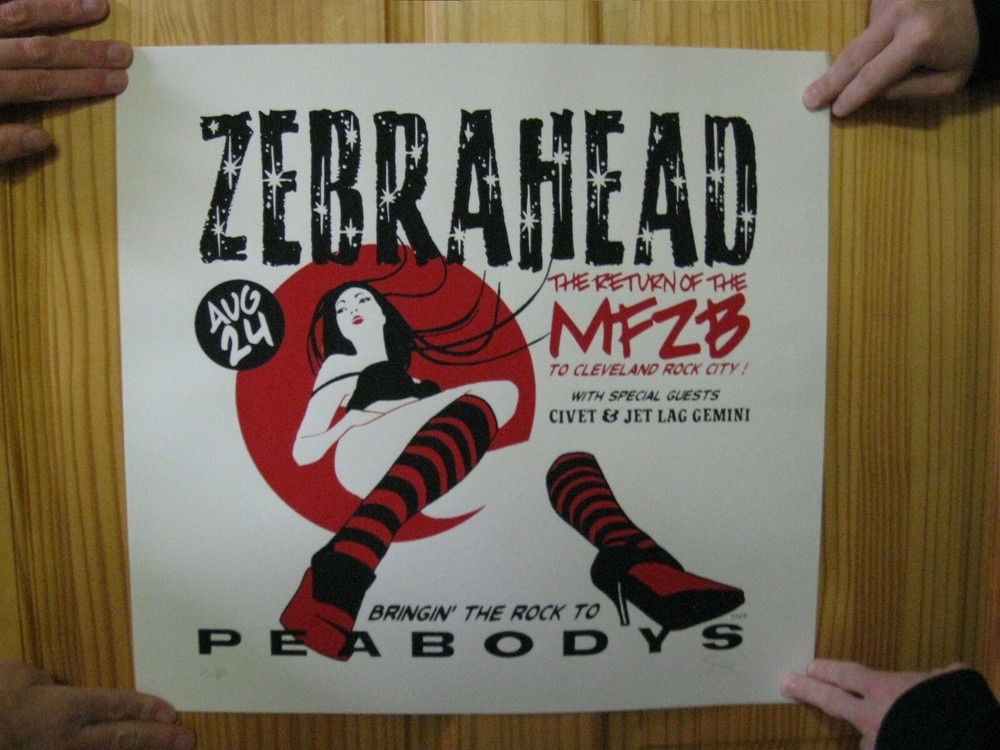Zebrahead Poster Silkscreen Signed Numbered Civit Jet Lag Gemini
