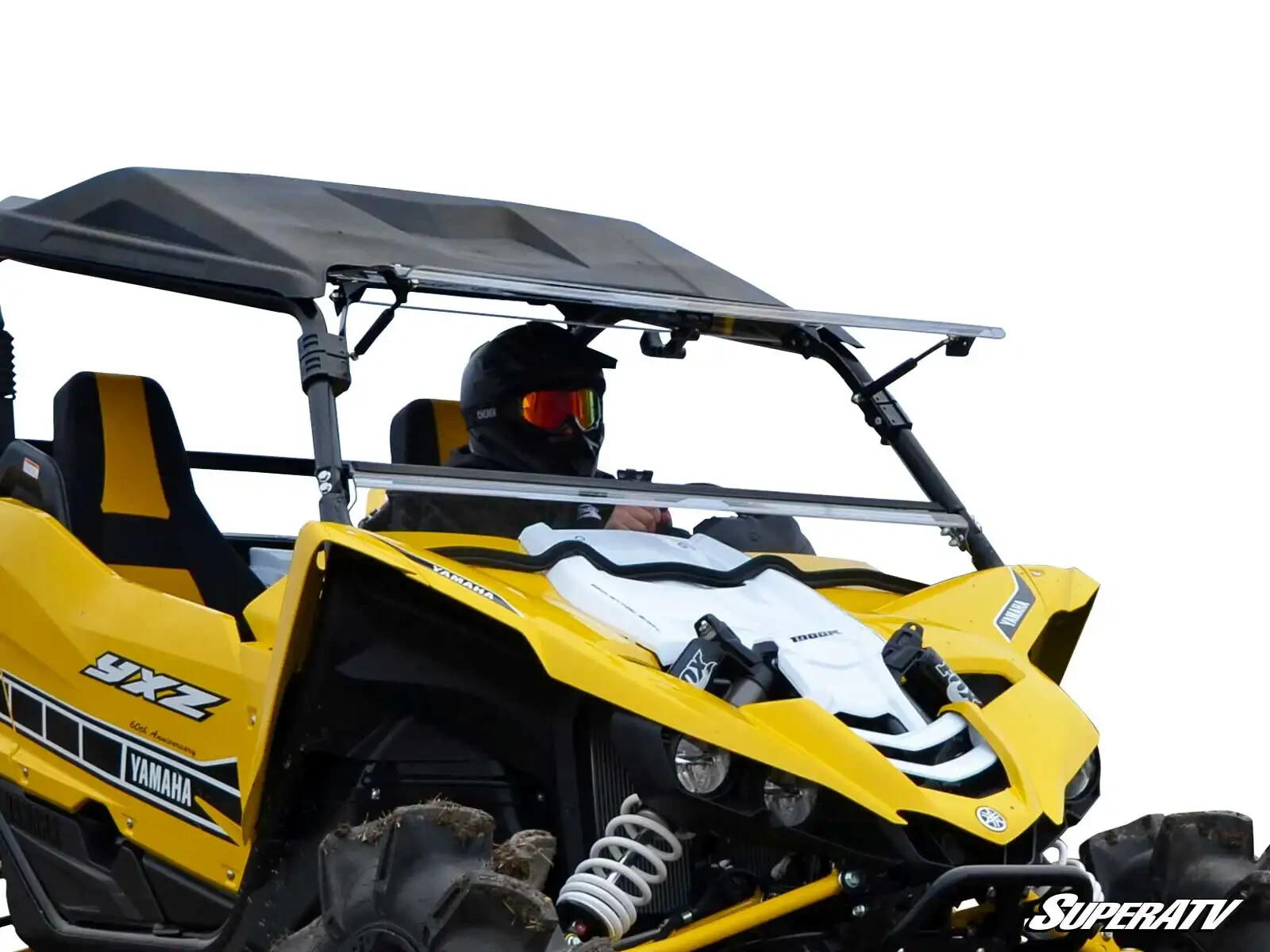 SuperATV Heavy Duty Scratch Resistant Flip Windshield for Yamaha YXZ (2016-2018)