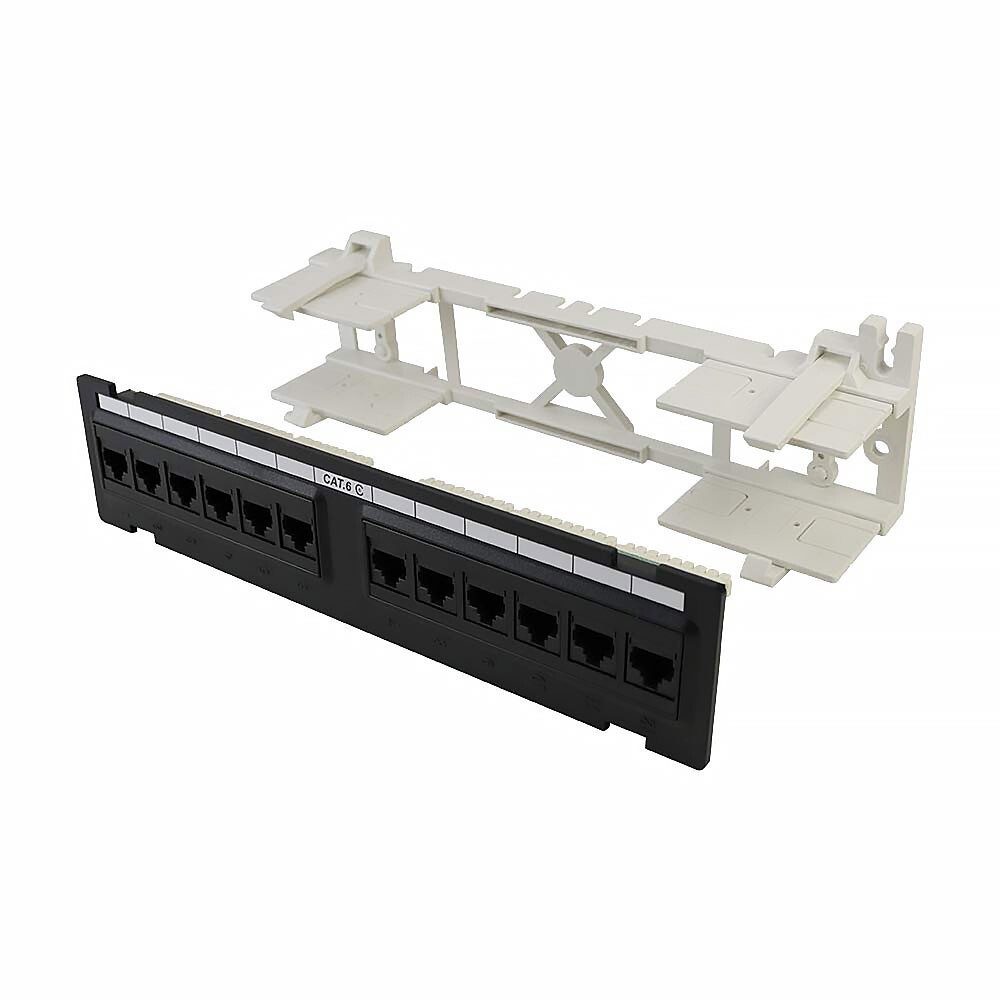 Construct Pro 12-Port Cat6 Wall Mount Patch Panel, RoHS Compliant