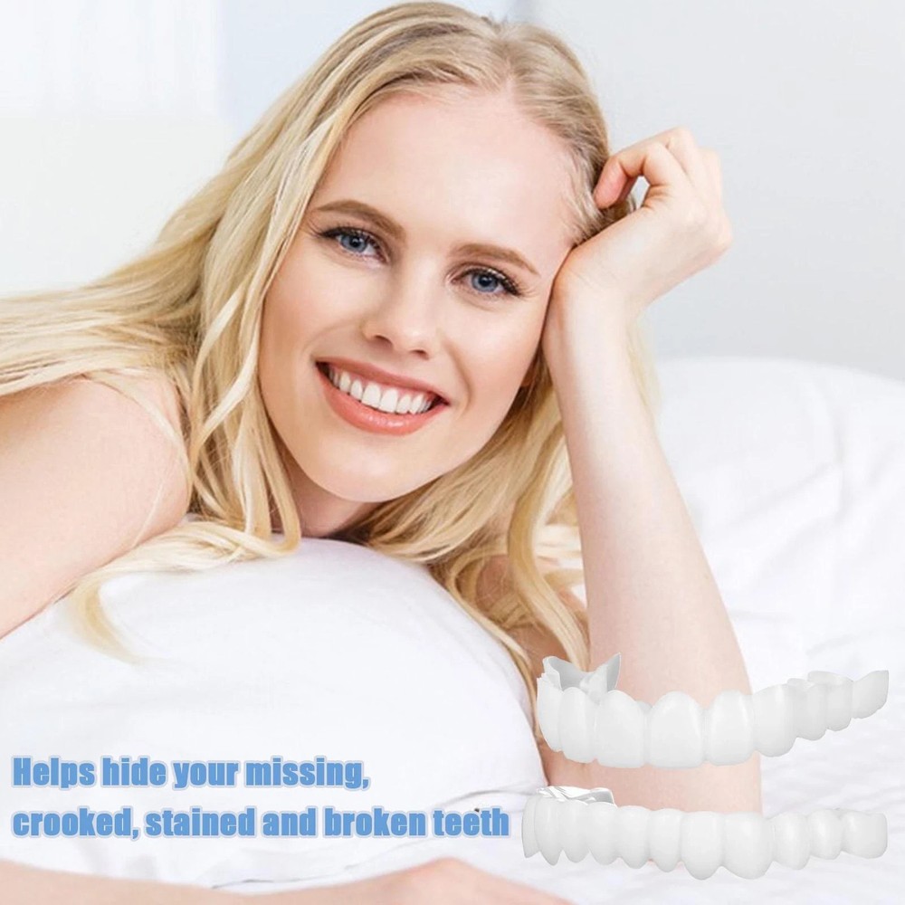 Professional Snap-On Denture Set - Upper & Lower False Teeth with Veneer Covers