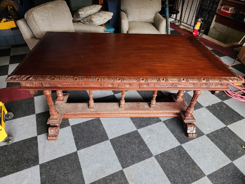 French Renaissance Writing Desk Table w/ Cherubs