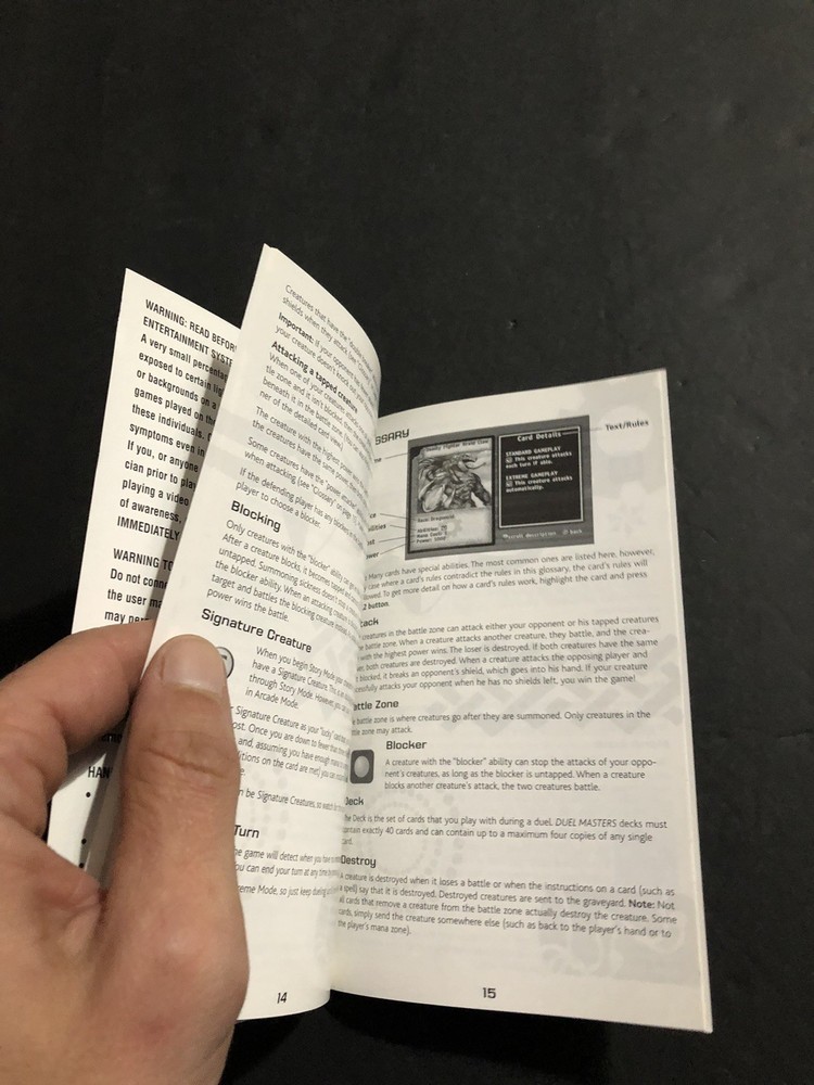 duel masters ps2 Manual Only