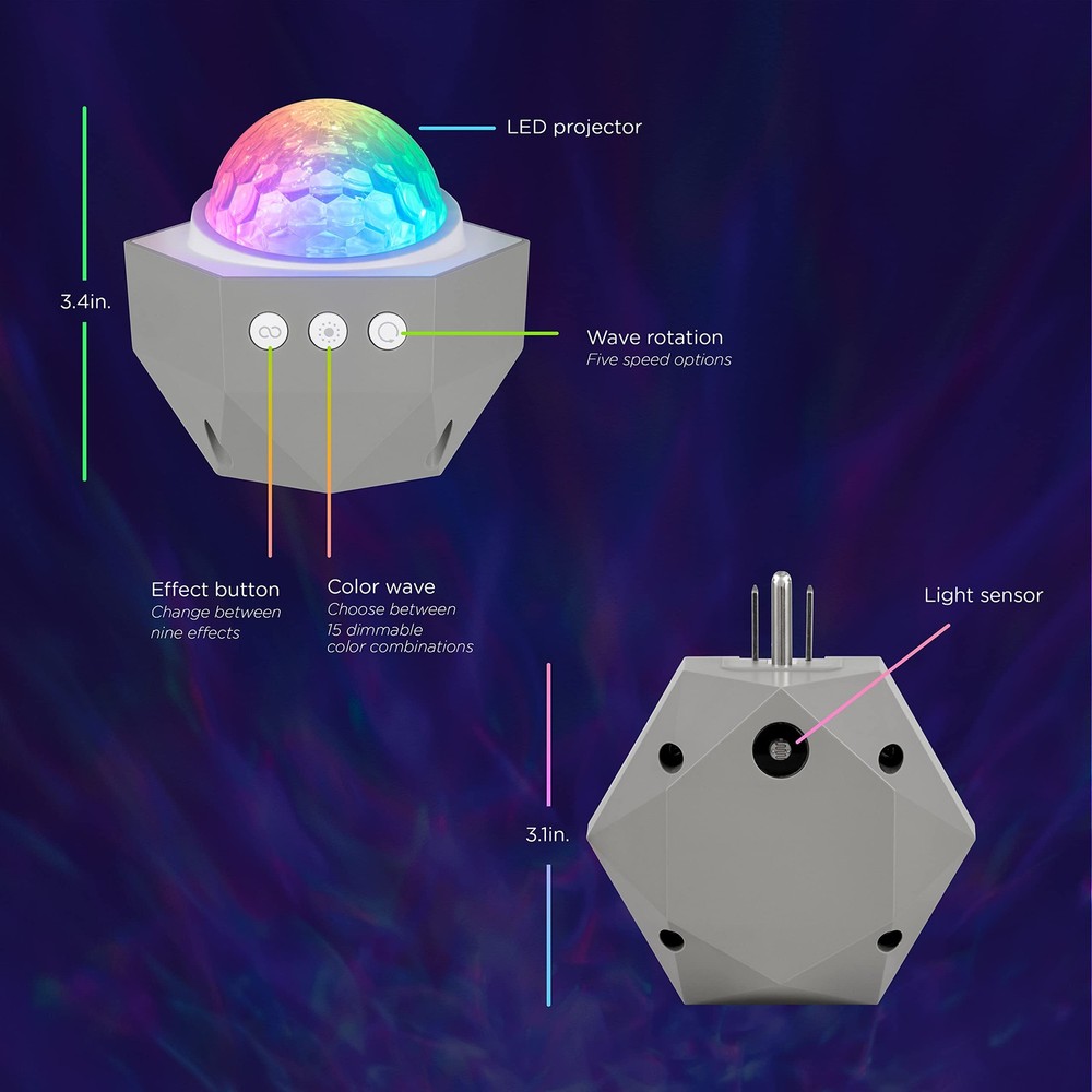 Enbrighten Galaxy Projector Plug in Night Light for Small, White - Plug-In