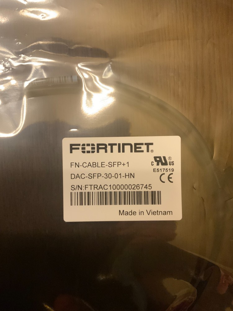 Fortinet CR Direct Attach Cable, Model# FN-CABLE-SFP+1