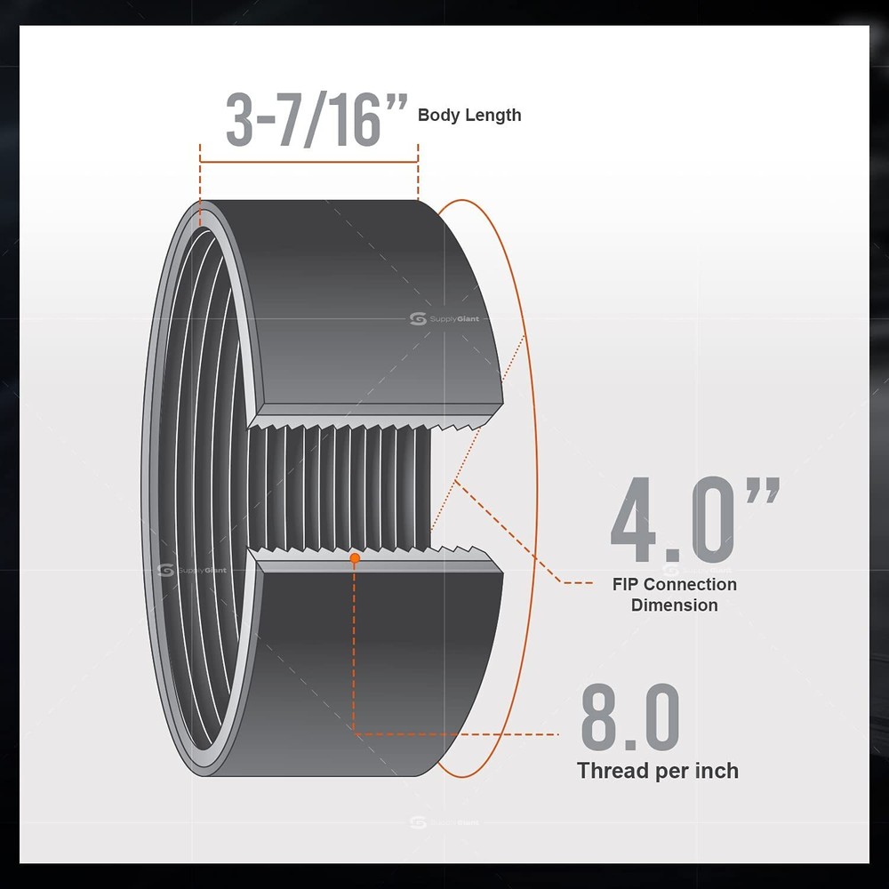 4" Black Merchant Steel Half Coupling with Female Connection