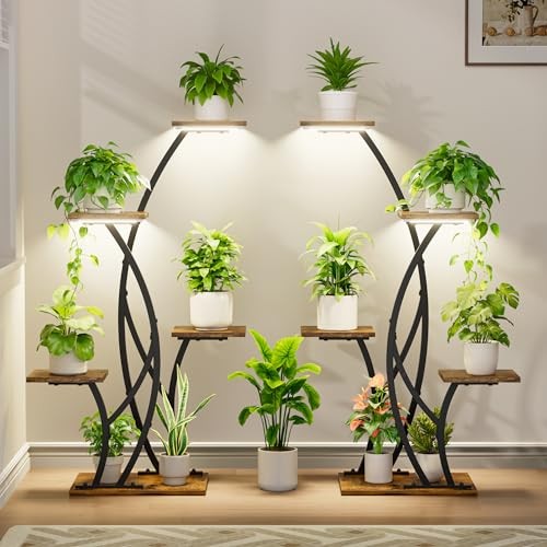 Plant Stand with Grow Lights - 2 Pack Metal Plant stand Indoor for Small