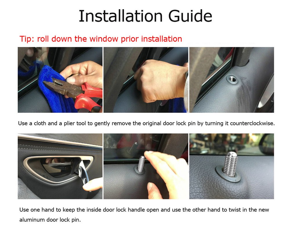 Silver Aluminum Bolt-On Replace Door Lock Knobs For Mercedes C E S GLC GLE Class