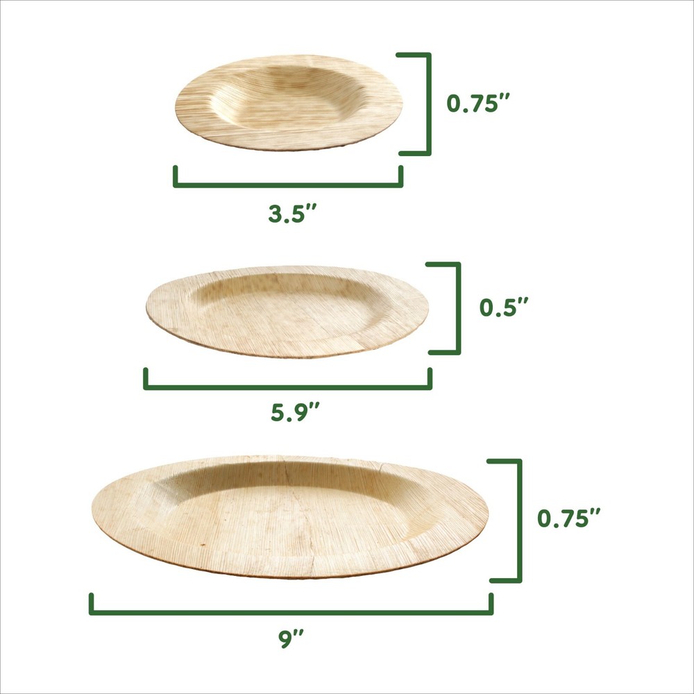 BambooMN Premium Bamboo Leaf Round Plates - Multiple Sizes & Quantities
