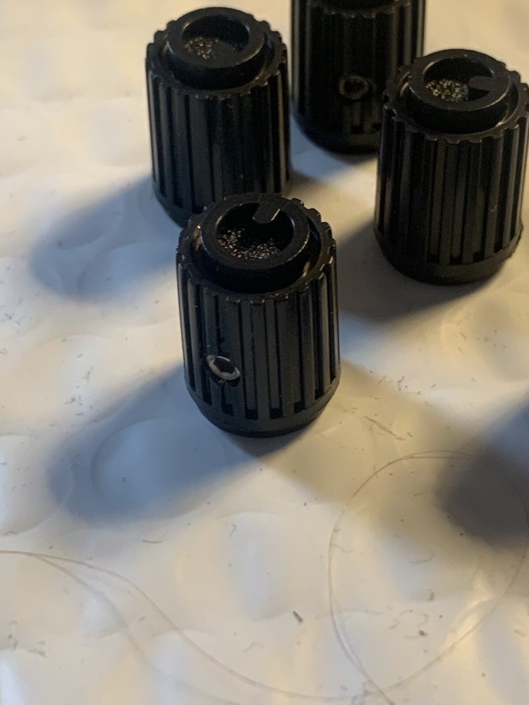 5pc NEW Old Vintage Black 1/2” Ham Radio Guitar Amp Tester Ribbed Pointer Knobs
