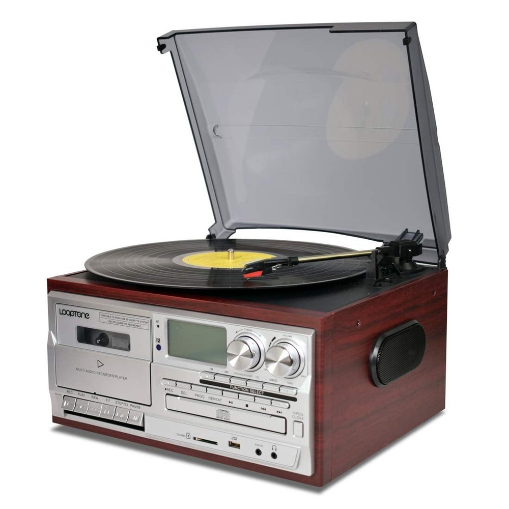 LoopTone 18CD-R Vinyl Record Player 9-in-1 Multi-Function Turntable, 3-Speed,