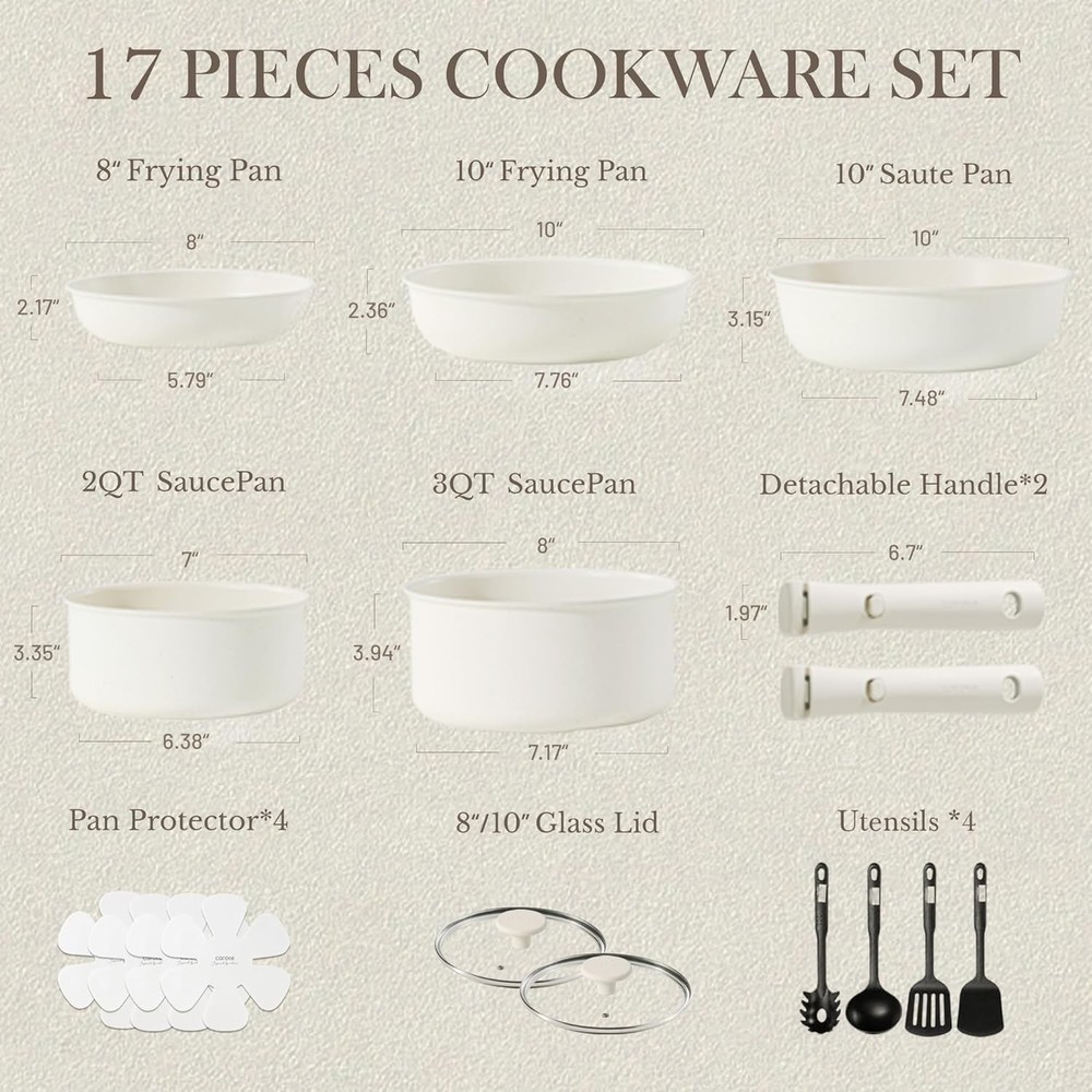 Versatile 17-Piece Pots and Pans Set: Induction Compatible & Space-Saving Design