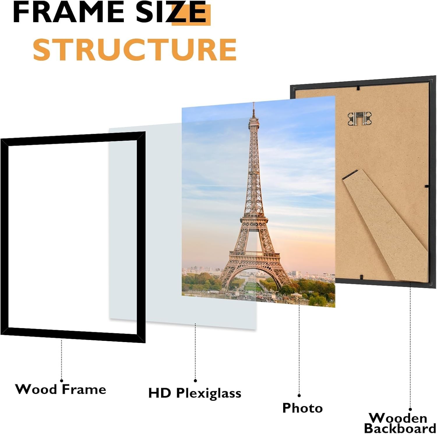 8X12 Picture Frames Black 1 or 2-Pack HIGH Definition Glass Front Cover Displays