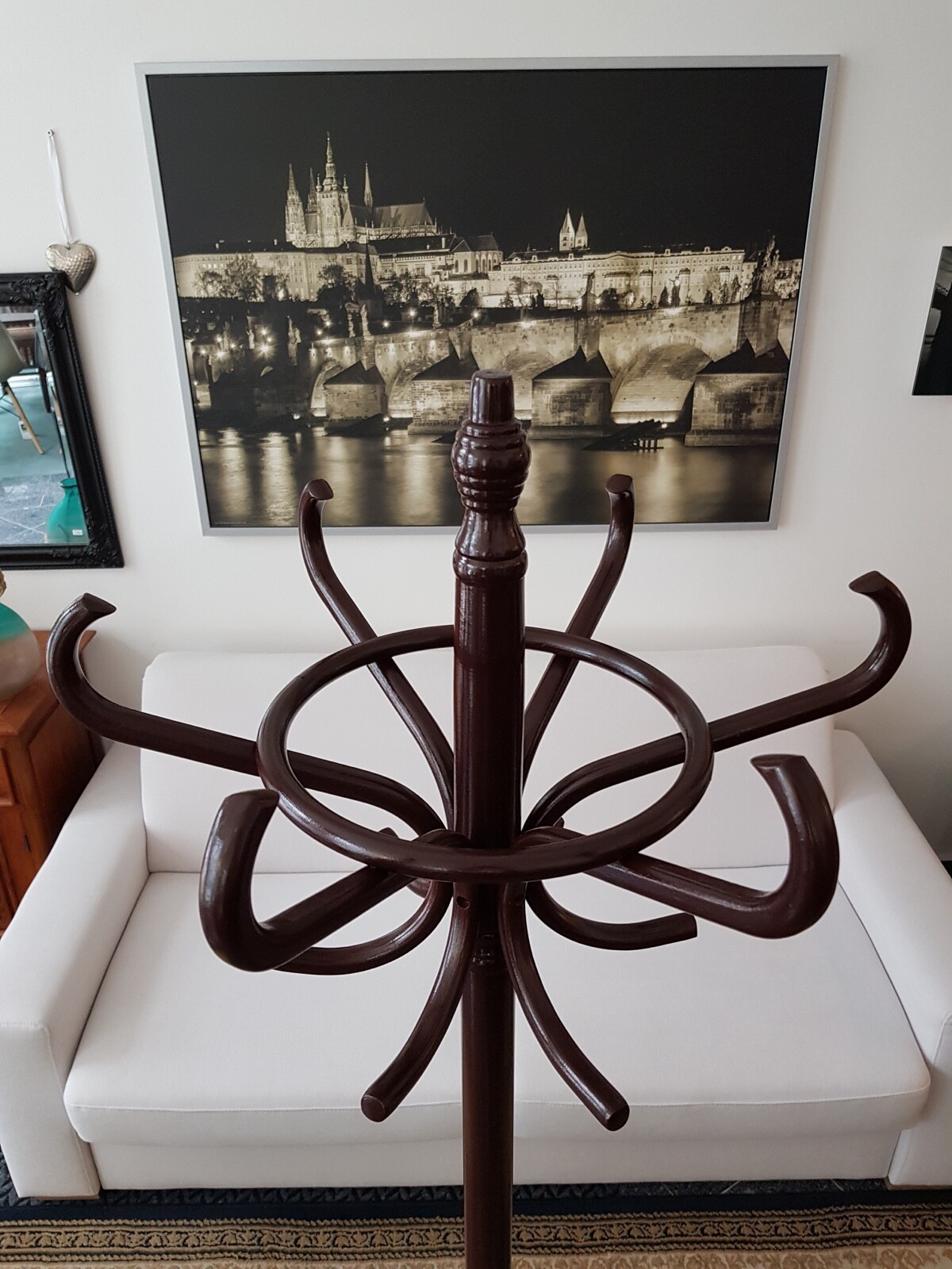 New hat and coat wood hanger rack stand antique style suspender peg