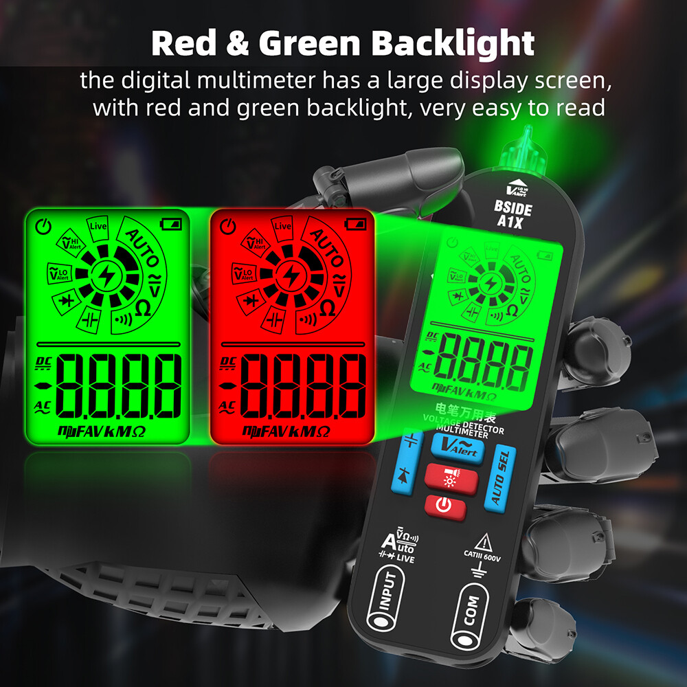 A1X Digital LCD Multimeter DC/AC Voltage Tester Resistance Meter with Flashlight