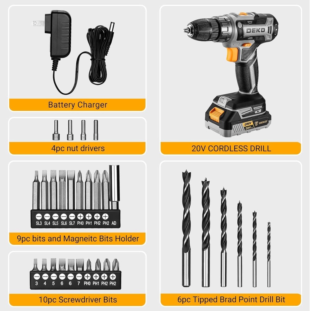 Compact 20V Electric Drill with Variable Speeds - Perfect for DIY Projects