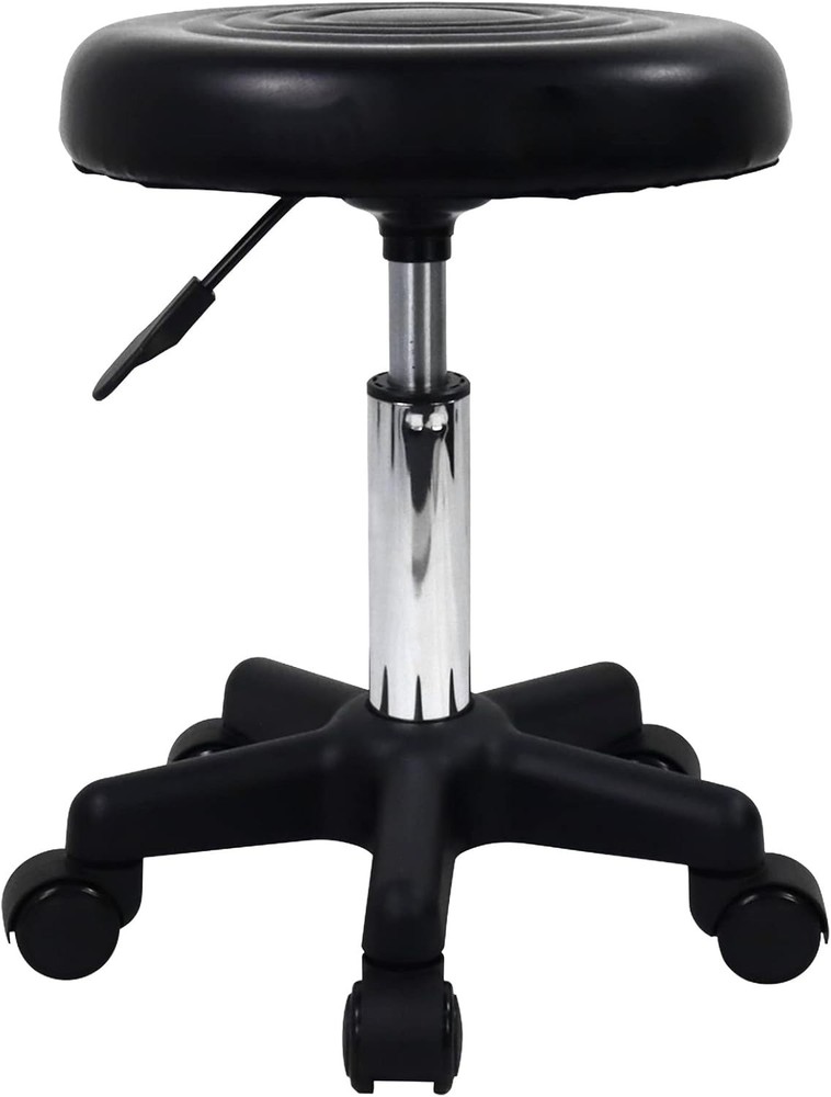 round Swivel Stool with Wheels PU Leather Rolling Height Adjustable Stool for Sp