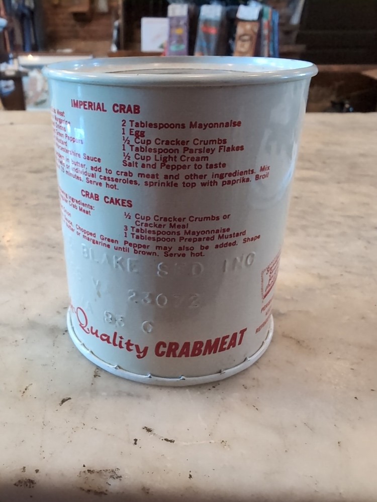 Quality Crabmeat NOS 16 Oz Empty Tin