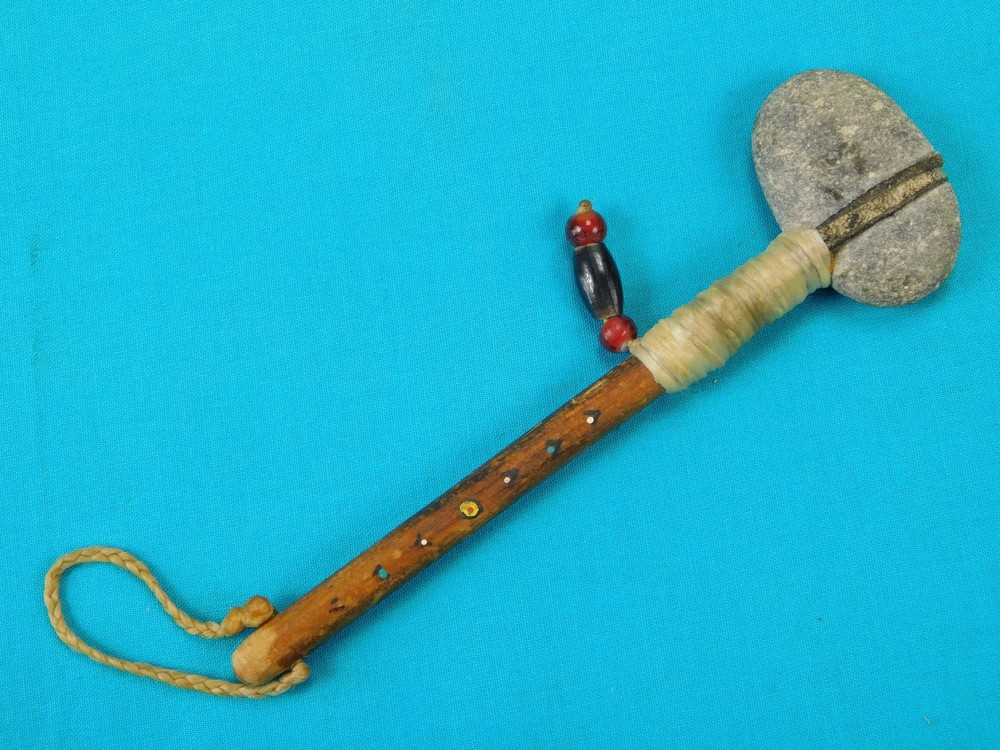 Vintage Custom Made Mini Small Stone Head Axe Hammer