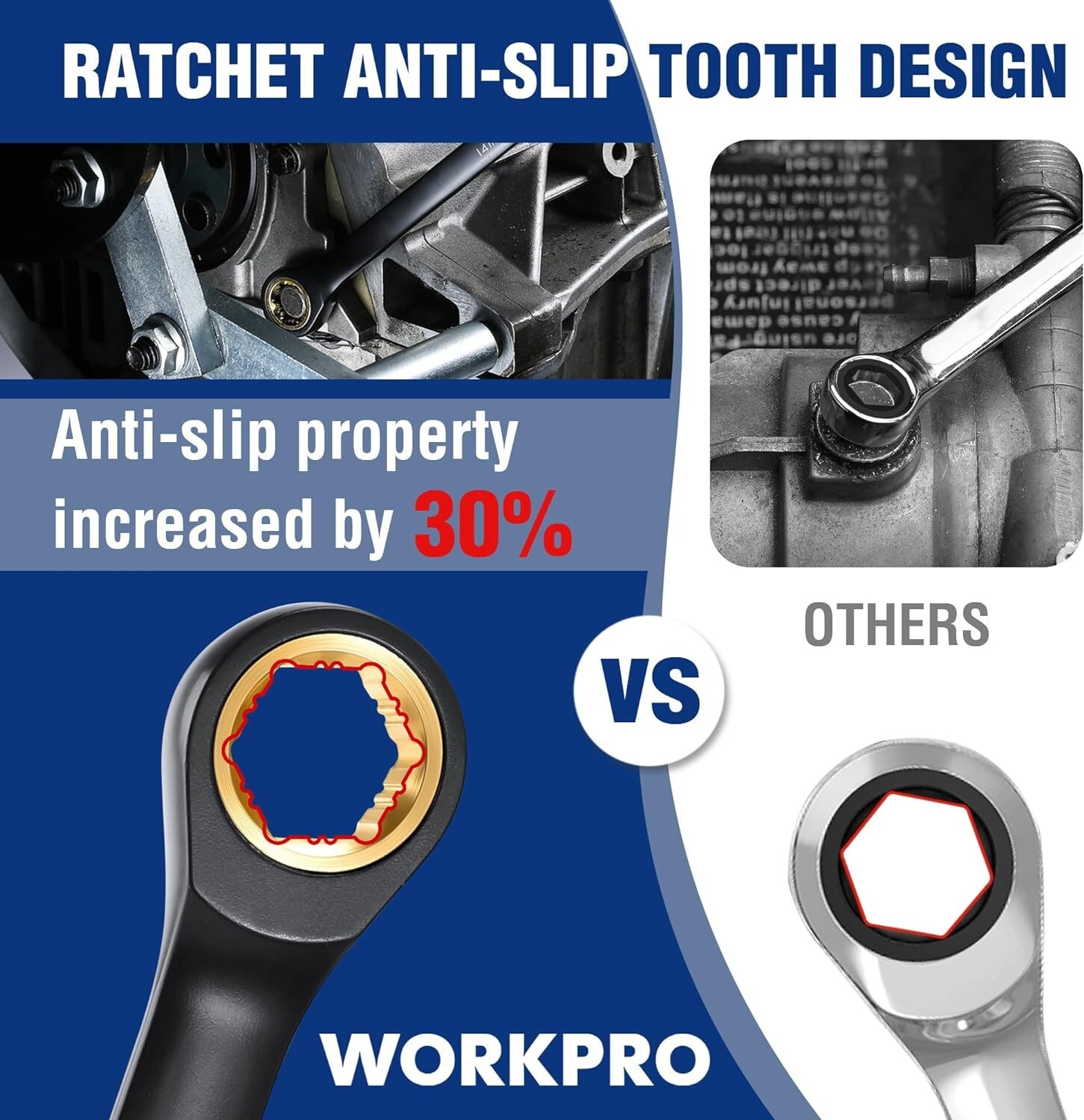 WORKPRO Extra Long Ratcheting Wrench Set-10PC Combination Anti-Slip Metri-8-19mm