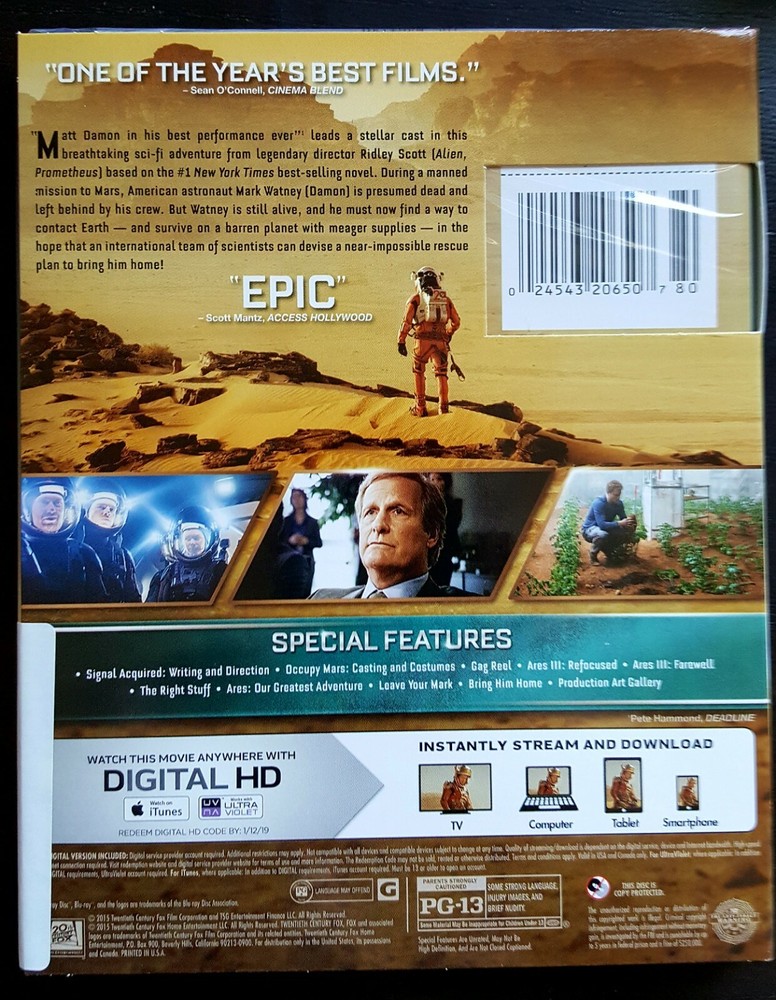 The Martian (Blu-ray Disc, 2016)