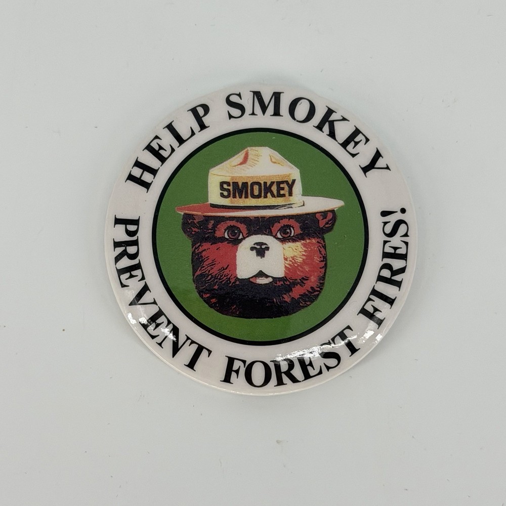 Smokey Bear Help Smokey Prevent Forest Fires Pinback Button 2.5”