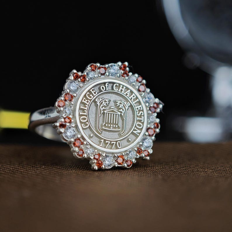 Custom Personalized College of Charleston Ring 1770, Silver & Gemstones