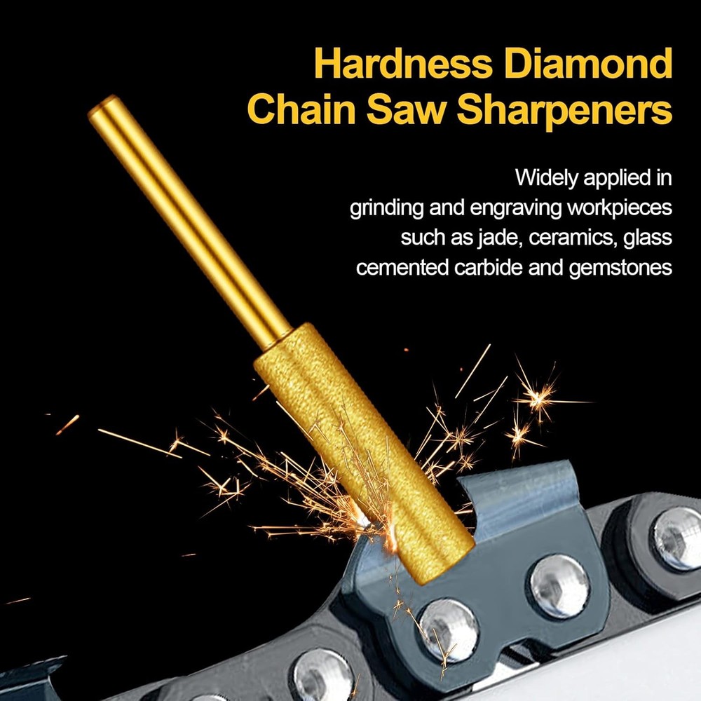 Chumia 30 Pcs High Hardness Titanium Diamond Chainsaw Sharpener Stone Bit Bulk C