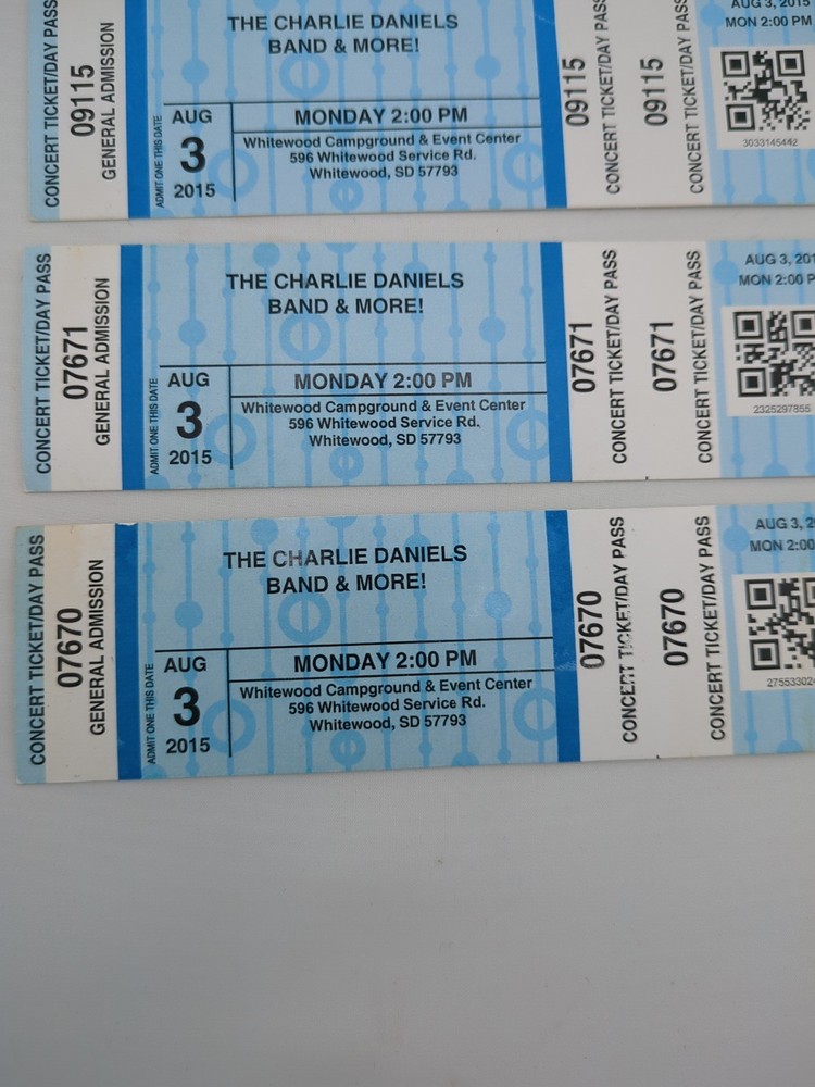 ⭐2015 75th ANNIVERSARY HARLEY DAVIDSON STURGIS CONCERT TICKET DAY PASS x 3