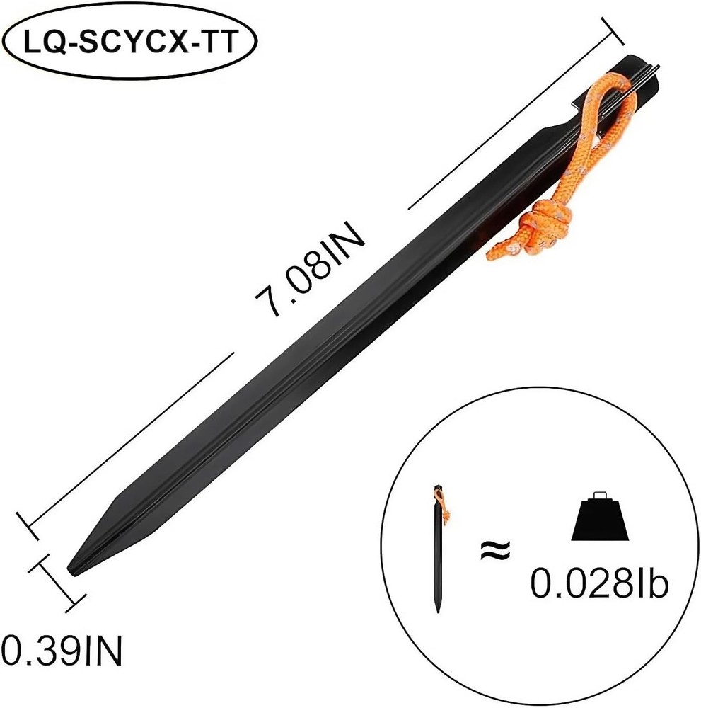 10 Pack Heavy Duty Aluminum Tent Stakes with Reflective Pull Ropes, Triangular G