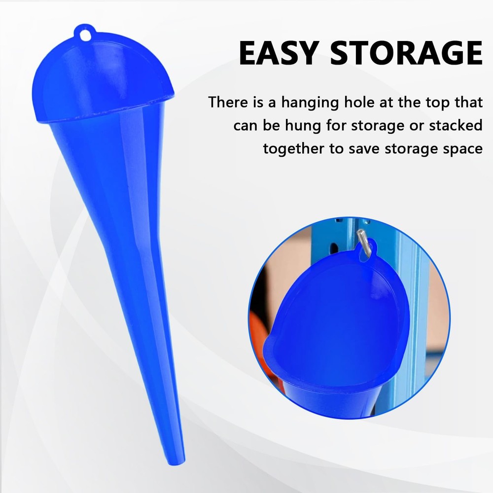 Long-Neck Oil Funnel for Automotive – Multi-Function Plastic Blue (1-Pack)