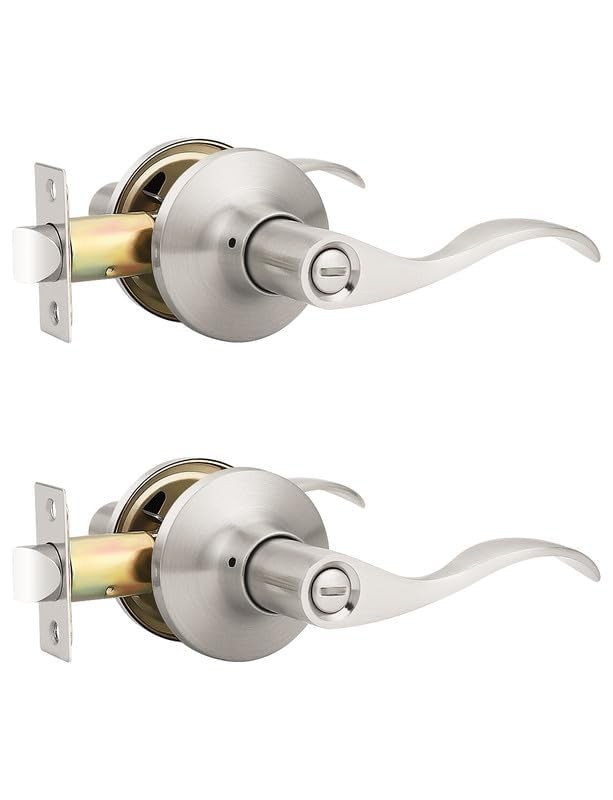 Mengico 2 Pack Satin Nickel Privacy Function - Keyless,